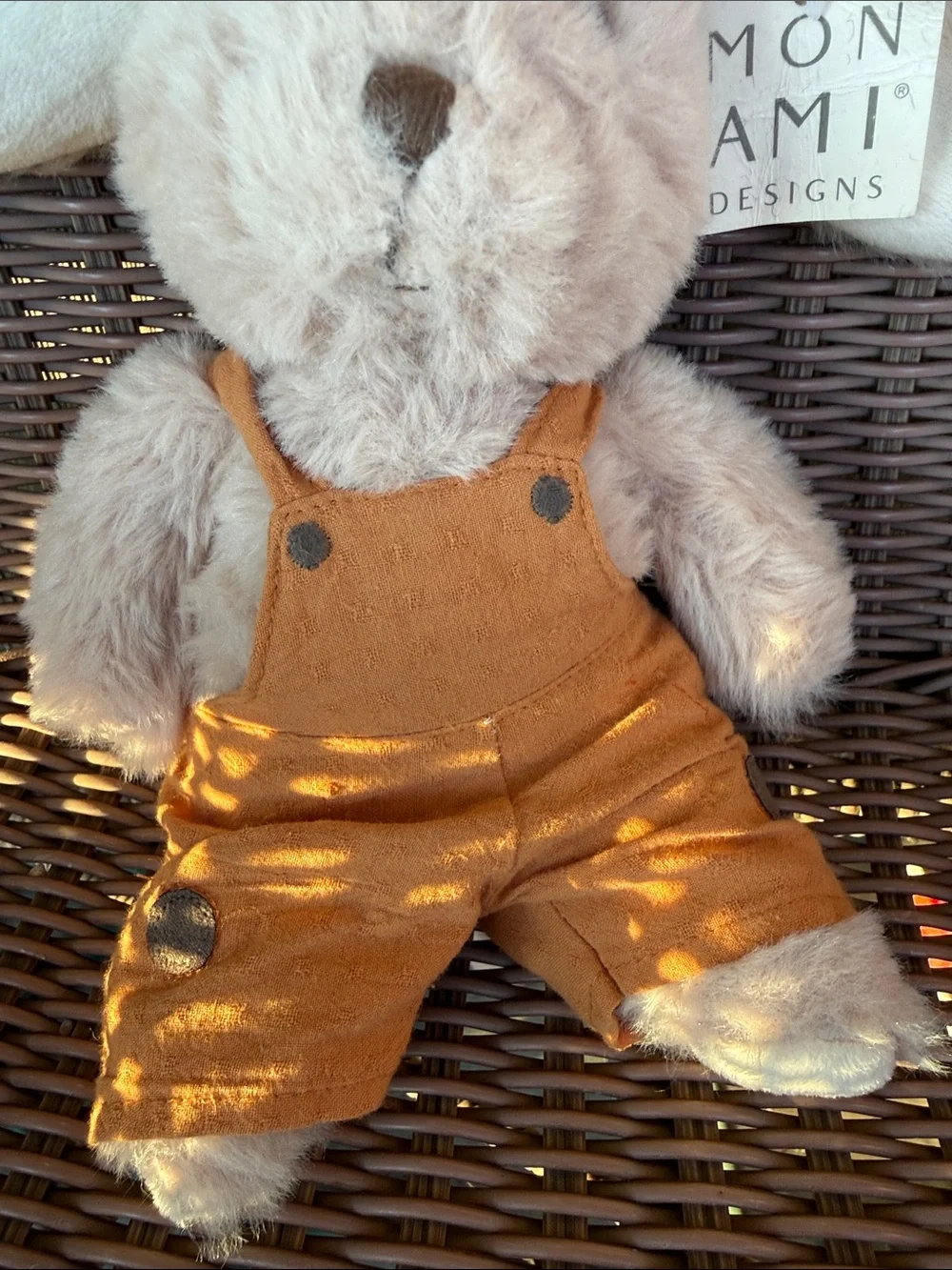 NWT Mon Ami Plush Toy Benjamin Bunny in Light Brown with Tan Overalls